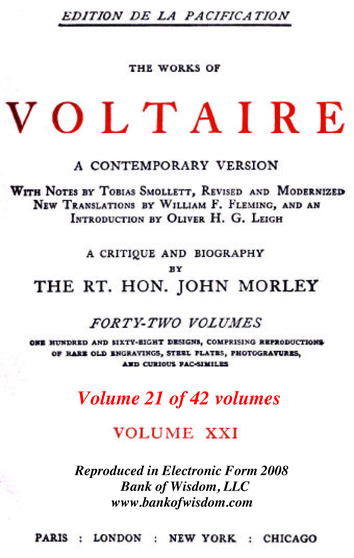 (image for) The Works of Voltaire, Vol. 21 of 42 vols + INDEX volume 43 - Click Image to Close